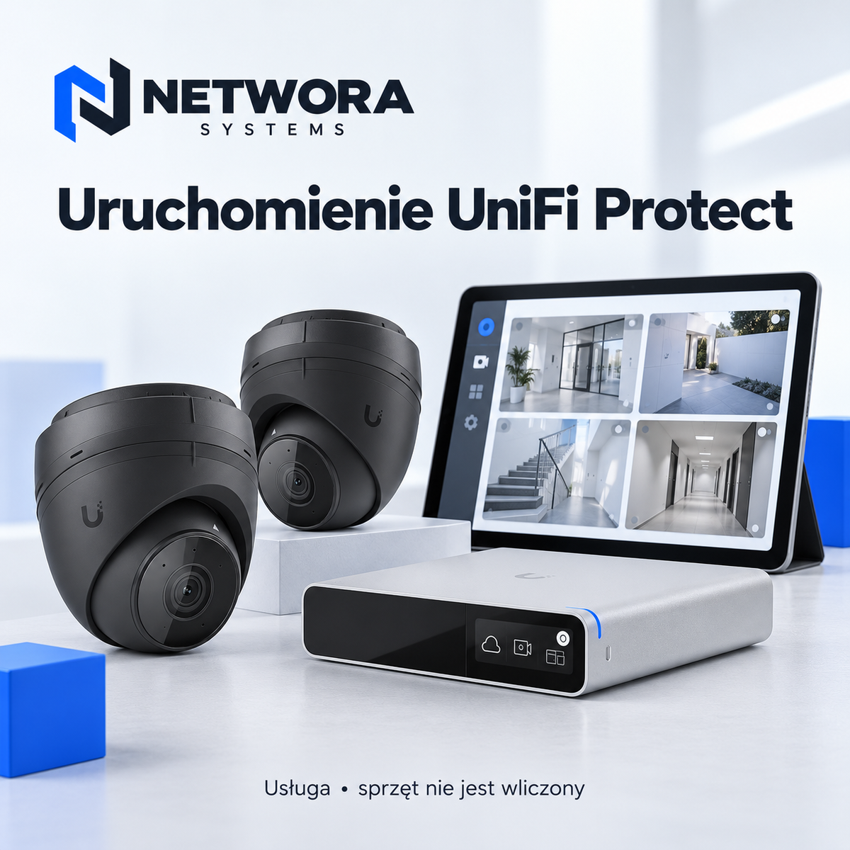 NETWORA SYSTEMS — UniFi Protect — uruchomienie do 4 kamer; ilustracja usługi